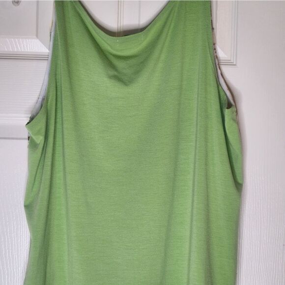 Fenini 0 Color Blocks Green Floral Print Slvless SILK Blend Women Top Blouse - Picture 9 of 9